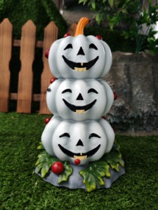 Snowy Stackable Pumpkin Resin Figurine Christmas Winter Home Table Decor - Product Image 1