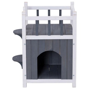 Outdoor Home Garden Pet <strong>Kitten</strong> Wooden Cat Play House Fir Wood Villa Nest <strong>Cage</strong> with Balcony - Product Image 2