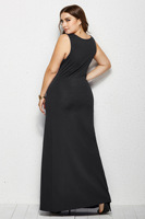 Robe longue en maille unie pour femme, col carré, sans manches, taille empire, coupe droite, grande taille, style décontracté d'été