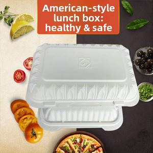 Boîtes à lunch jetables personnalisées de 96 pouces <span class=keywords><strong>KNJ</strong></span>-96, boîtes à hamburgers avec couvercles, contenants à emporter, charnières, qualité alimentaire, micro-ondes - Product Image 4