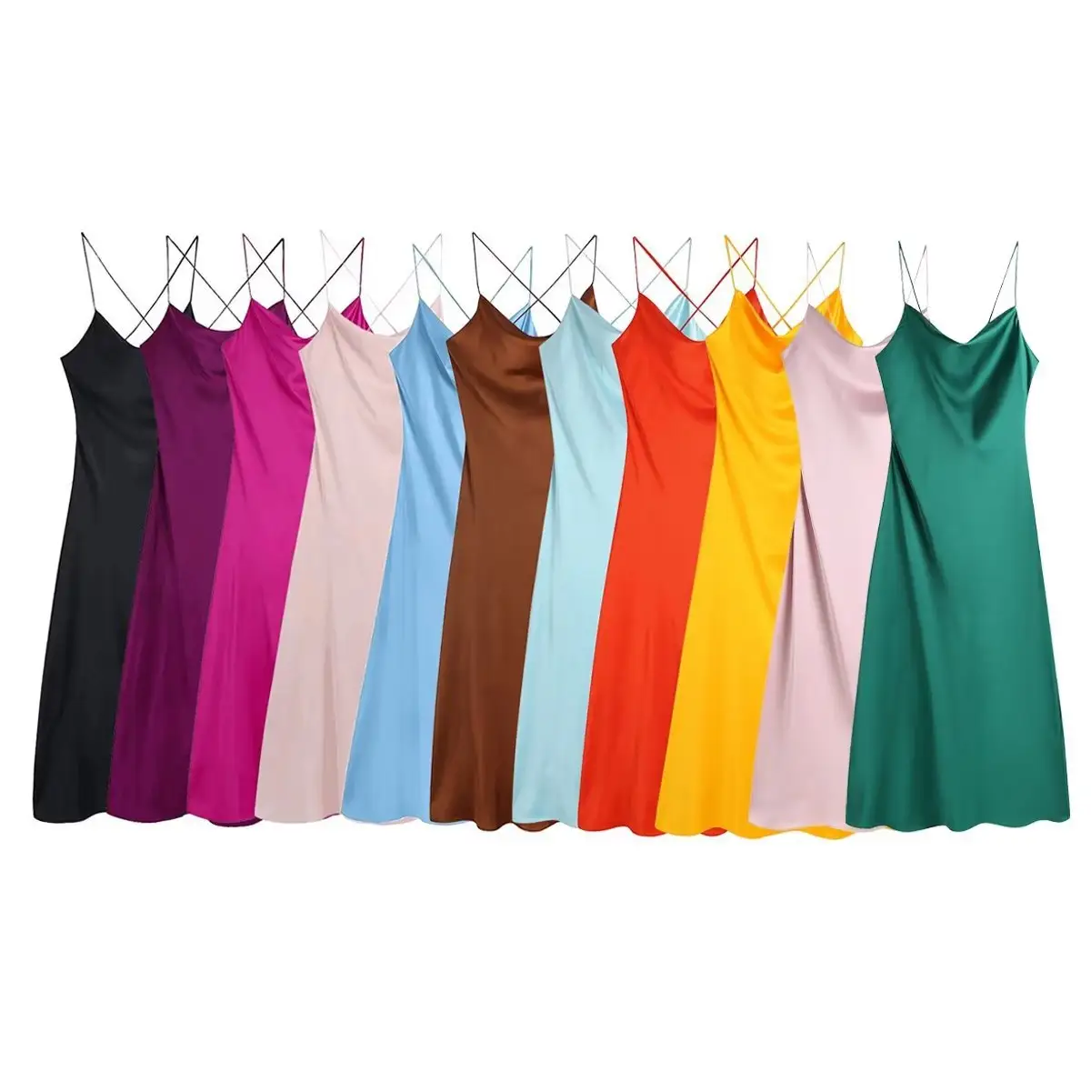 TAOP&ZA 2022 Wholesale women's clothing new luxury women's clothing drape solid color suspenders open back satin long dress