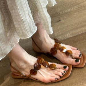 <span class=keywords><strong>Sandali</strong></span> infradito da donna in stile francese con tocco vacanza estiva, decorazioni con gemme, <span class=keywords><strong>tacco</strong></span> <span class=keywords><strong>basso</strong></span>, versatili, a punta quadrata, modello gladiatore - Product Image 2