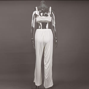 طقم بيجامة نسائي من قطعتين حمالة صدر وبنطلون من مصنع QINSI ببيع مباشر، ملابس نوم نسائية بتصميم Pointelle وشعار مخصص، لانجري نسائي - Product Image 5