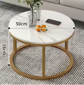 Mesa de Centro Redonda de Lujo Ligero, Muebles Modernos y Sencillos para Sala de Estar, Mesa de Té de Metal de Estilo Contemporáneo - Product Image 4