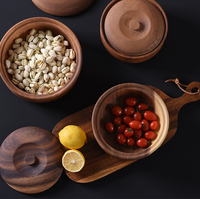 Saladier en bois d'acacia écologique avec couvercle pour les fêtes et le stockage des aliments vaisselle résistante à la chaleur