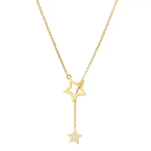 New 925 Sterling Silver Stars AAA Zirconia Chain Necklace Shiny star Pendants Necklace For Women Gift Fine Jewelry