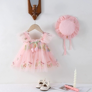 ชุดเดรสเด็กผู้หญิงปักลายดอกไม้<span class=keywords><strong>ขาย</strong></span>ดี พร้อมหมวก ชุดเดรสสม็อคสำหรับเด็กผู้หญิง - Product Image 1