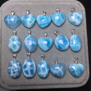 Ruban 925 pendentif en pierres précieuses pierre septarienne bleue cristal naturel artisanat bijoux Larimar pour la guérison - Product Image 6