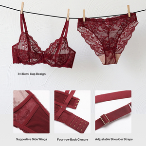 Soutien-gorge balconnet à armatures en dentelle sexy <span class=keywords><strong>pour</strong></span> femmes grandes tailles, sans doublure, avec bonnets en maille et effet lissant latéral, vente en <span class=keywords><strong>gros</strong></span> Waistdear - Product Image 2