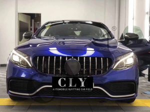 YOUKISS Accessoires de voiture d'origine Grille de voiture avant pour 2015-2018 Benz W 205 Classe <span class=keywords><strong>C</strong></span> Changer en <span class=keywords><strong>C</strong></span> <span class=keywords><strong>63</strong></span> A-<span class=keywords><strong>MG</strong></span> GTR Style Sliver Grille - Product Image 5