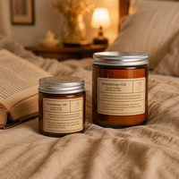 Anpassbare Private Label Handgemachte Sojawachs Aromatherapie Lavendel Duftkerzen Rauchfrei Luxuriöses Bernsteinfarbenes Glasgefäß Diwali