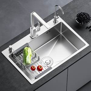 Fregadero de Cocina de Acero Inoxidable 304 de Primera Calidad, Grueso, de un Solo Tazón, para Instalar Debajo o Sobre la Encimera, Resistente al Óxido - Product Image 1