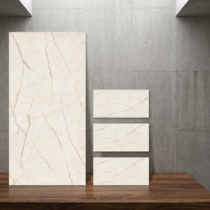 Carreaux de porcelaine Alfredo Light Natural Wood Dark Marble Look 600x1200mm, aspect marbre foncé, brillant, pour sol et mur - Product Image 3