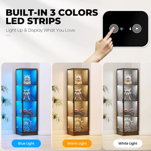 Vitrine en verre avec éclairage LED, commande tactile noire, anti-poussière, haute, pour salon et salle de jeux, vente en gros d'usine - Product Image 6