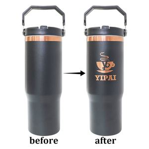 Powder Coated Gold Copper Plated 30oz Flip Top Straw Student Tumbler Water <b>Bottle</b> for Laser Engraving - Product Image 2
