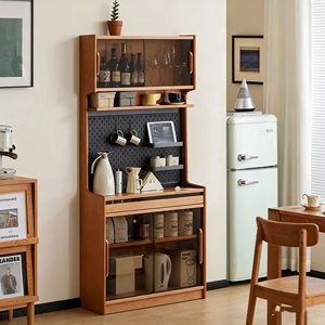 Nordic Style Cherry Wood <b>Sideboard</b> Ultra Thin Narrow <b>Storage</b> Cabinet For Kitchen Modern Minimalist Design - Product Image 1