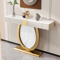Mesa consola moderna de metal con cajón de entrada semicircular para sala de estar muebles para el hogar