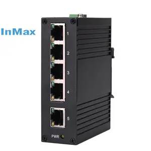 InMax Produsen DIN Rail Media Converter 12V 24V 36V Ip Kamera Outdoor Jaringan Switch Mini Industri Ethernet Switch