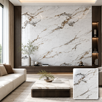 Panneau mural en PVC à revêtement UV économique, design marbre, imperméable, feuille de marbre UV pour la décoration de fond de mur intérieur