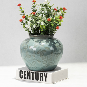 Jarrón de Cerámica Art <span class=keywords><strong>Deco</strong></span> con Esmalte Agrietado y Diseño de Granos de Fresa, Decoración Contemporánea para el Hogar, Opciones de Varios Tamaños, Color de Granos Intercambiable - Product Image 2