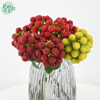 Branche de framboise artificielle multi-têtes de 32 cm avec feuillage, aspect naturel, pour centre de table, accessoires de photographie et décoration