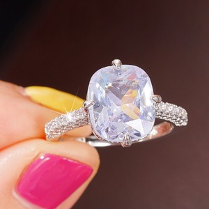 Square Bezel <b>Set</b> Zircon <b>Ring</b> for Women Classic Fashion Finger Jewelry - Product Image 3