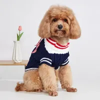 Vêtements d'hiver en coton pour animaux de compagnie, design classique mignon, couleur contrastée, manteau décontracté universel, pull chaud personnalisé pour petit chien