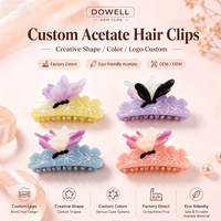 Jepit Rambut Akrilik Bentuk Kupu-kupu Bunga DOWELL Desain Lucu Pasokan Pabrik OEM ODM Aksesoris Rambut Personal