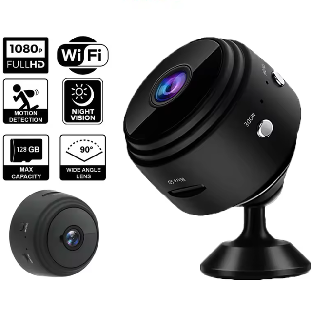 Mini WiFi HD 2MP Security Camera with Motion Detection Night Vision CMOS Sensor Built-in Mic & Memory Card Cloud Storage & Alarm