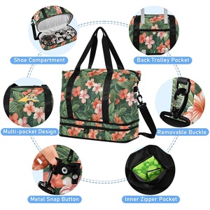 Hawaiian Lifestyle Custom Tropical Flower Design Travel Foldable Bags Lightweight Large Sport Duffel Bag With Makeup Pouch - Product Image 5