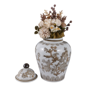 Vaso Decorativo in Ceramica Stile Chinoiserie con Coperchio per Arredamento Casa, Soggiorno e Ufficio - Product Image 2