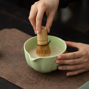 Set Mangkuk dan Sendok Matcha Keramik Gaya Dinasti Song Jepang, Aksesoris Upacara Teh Porselen Ramah Lingkungan - Product Image 2