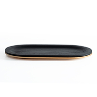 Plateau de service ovale en bois écologique de qualité alimentaire, plateau de rangement durable pour desserts et tasses