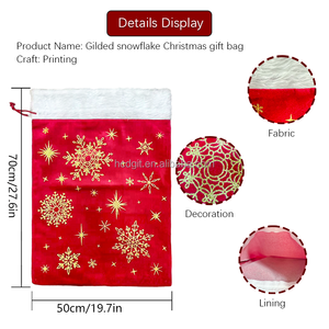 Stoking Natal Poliester Merah Berlapis Emas HCD untuk Dekorasi dan Perlengkapan Liburan - Product Image 4