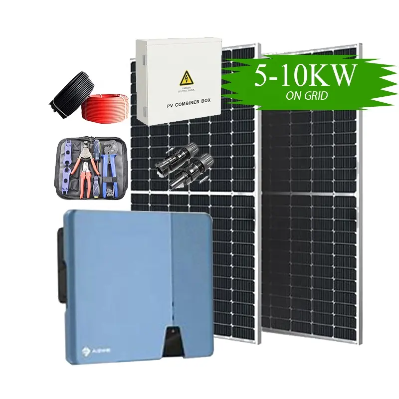 Inverter ad alta efficienza Off Grid sistema di energia solare 5KW 10KW casa pannello solare Kit 10kw 10 kw sistema solare prezzo