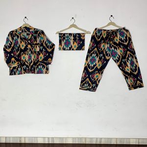 Conjunto de Pijama Floral con Cuello Camisero y Estampado a Mano, Ropa de Dormir de Algodón, Ropa de Dormir y de Estar por Casa de Verano Estilo Bohemio para Mujer, Regalo - Product Image 1