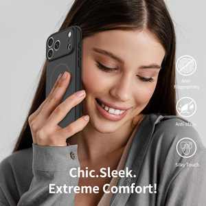 Custodia per <span class=keywords><strong>iPhone</strong></span> 17 Pro Max in tinta unita con foro di precisione effetto pelle, cover posteriore protettiva per obiettivo, custodia magnetica per cellulare - Product Image 2