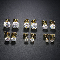 Boucles d'oreilles clous Gaby style populaire en acier inoxydable avec zircon cubique transparent pour piercing