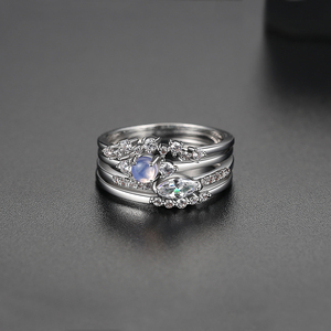 LUOTEEMI Trendy <span class=keywords><strong>Couple</strong></span> plaqué or blanc Rhodium Combinaison de la bague pour l'éternité de l'amour véritable Bague Turquie - Product Image 4