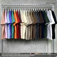 Kaos Pria Polos Warna Solid Basic Oversize Drop Shoulder 100% Katun Mewah Logo Kustom Grosir