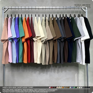 เสื้อยืดผู้ชายคอตตอน 100% แบบเรียบสีพื้น ทรงโอเวอร์ไซส์ ไหล่ตก  รับผลิตเสื้อเปล่าพร้อมสกรีนโลโก้ตามสั่ง ขายส่ง - Product Image 3