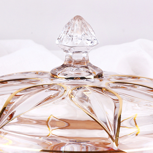 Senza piombo di cristallo di vetro con le linee d'oro coperchio snack di frutta secca piastra griglia - Product Image 2