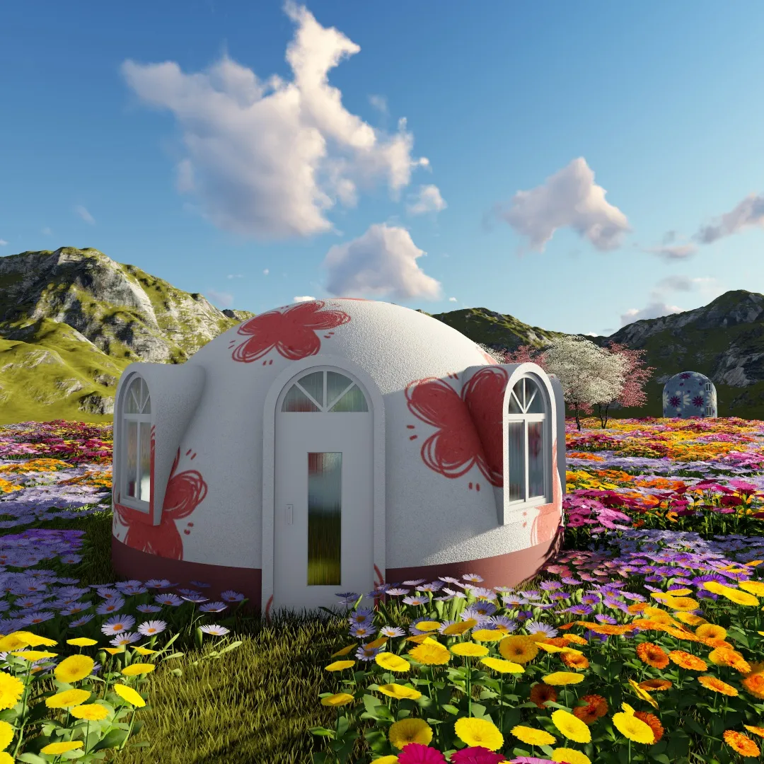Dome outdoor Soundproof Seaside Luxury Home cartoon painted scenic spot homestay hut Bedroom Graphene Eps Prefab House