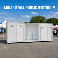 Cabine de toilette modulaire directe usine avec urinoir en céramique et lavabo éclairé pour chantier de construction