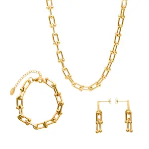Set di accessori per ragazze in acciaio inossidabile placcato in oro 18 carati con fibbia a ferro di cavallo