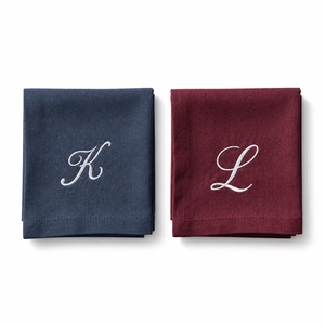 Custom Handmade Embroidered Cotton <b>Napkins</b> Monogram Square Table <b>Linens</b> Classic Home Decor 100% <b>Linen</b> <b>Scalloped</b> Edge Durable - Product Image 1