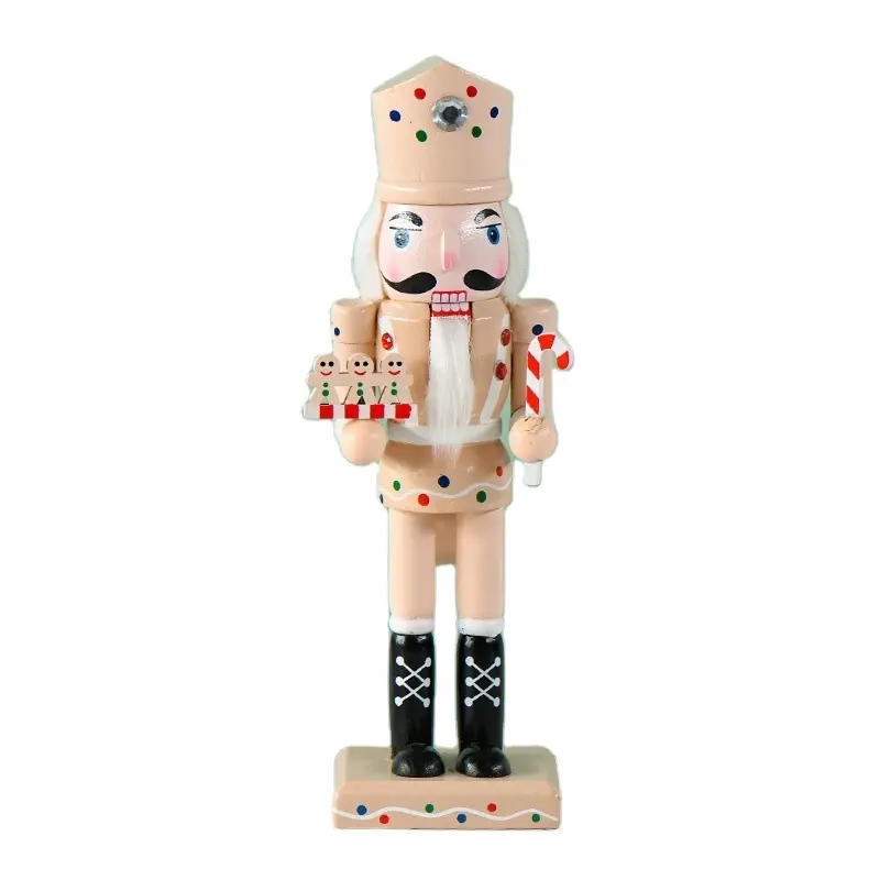 Nouveau populaire poupée ornement avec flocon de neige sceptre 38cm paillettes en bois casse-noisette décoration de noël soldat casse-noisette Statue