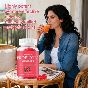 Amaz Vegan Gummies probióticos sin azúcar para mujeres 5 mil millones de CFU Sabor a arándano Gluten GMO Free 60 Count Salud vaginal para adultos - Product Image 1