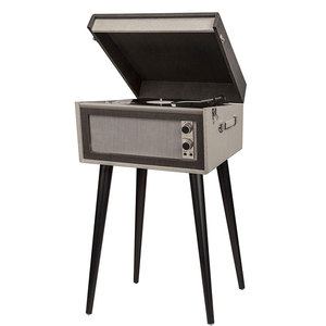 รองรับ <span class=keywords><strong>usb</strong></span>/tf/fm/bluetooth ดีไม้และผ้า MDF พร้อมลำโพงไวนิลหนัง PU เครื่องเล่นแผ่นเสียงออลอินวันพร้อมขาแข็ง - Product Image 6