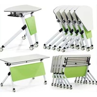 HYZ-254X Table de conférence mobile pliable pour l'éducation et la formation, combinaison table et chaise, conception longue et modulable pour bureau